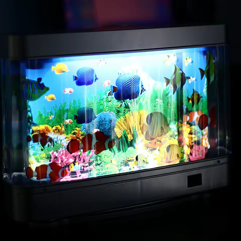 LED Dynamic Artificial Fish Tank Light with Mowing Fish, Decorative Lamp for Home Decoration